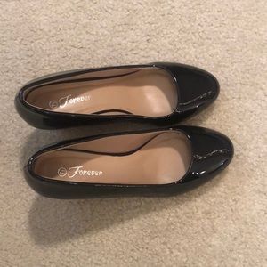 Shiny black wedge heels (worn once)